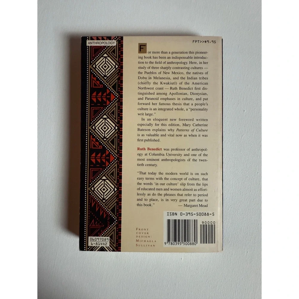 Patterns of Culture Ruth Benedict Anthropology Book Margaret Mead Foreword 1989